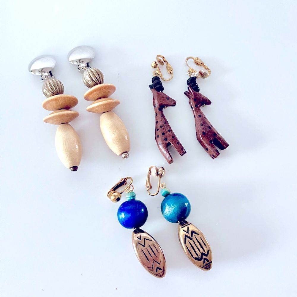 Vintage Bohemian Wooden Earrings